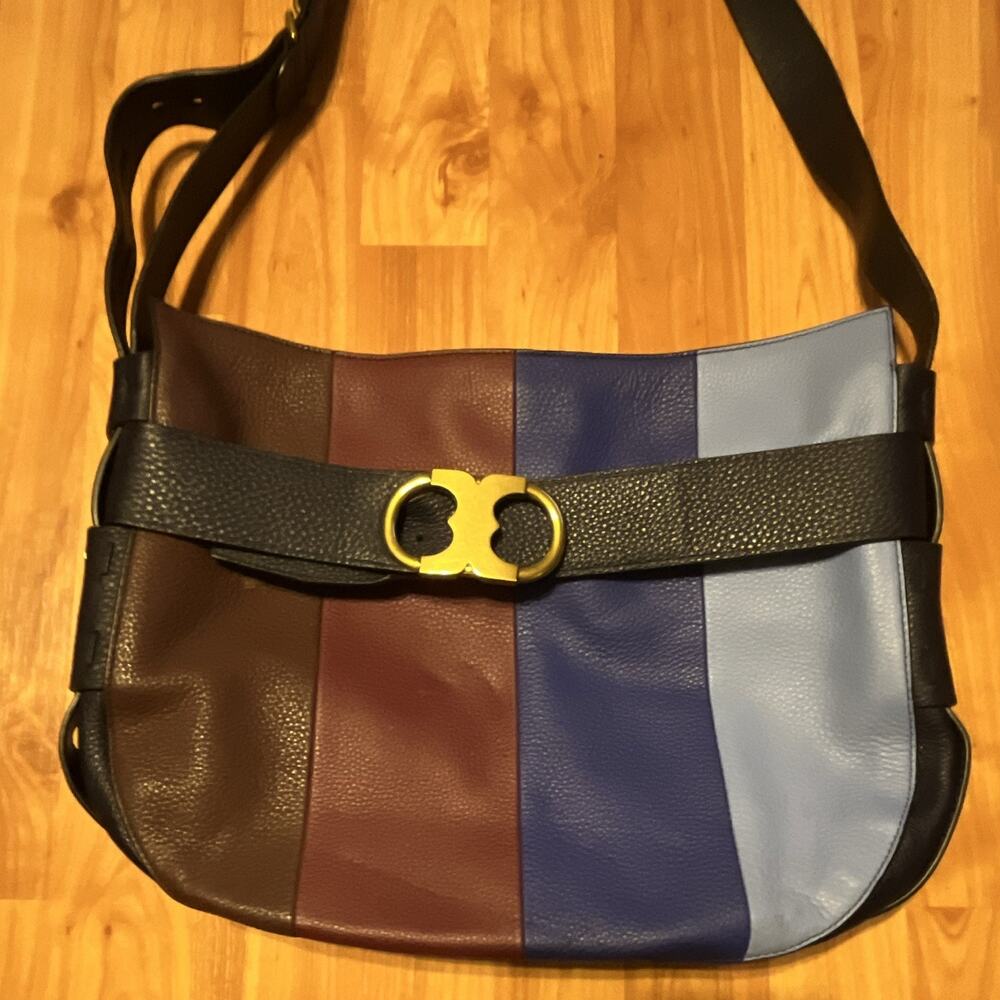 Tory Burch Multicolor Colorblock Shoulder Bag Magnetic Close Adj Strap Pockets